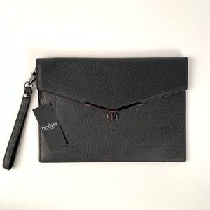 Botkier Black Leather Valentina Flap Clutch